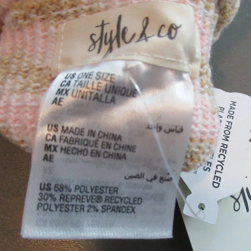 Style & Co. Women's Fingerless Knit Gloves, Marled Ivory Pink, One Size